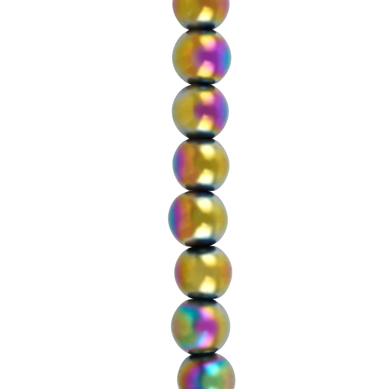 12 Pack: Rainbow Reconstituted Hematite Round Beads by Bead Landing™